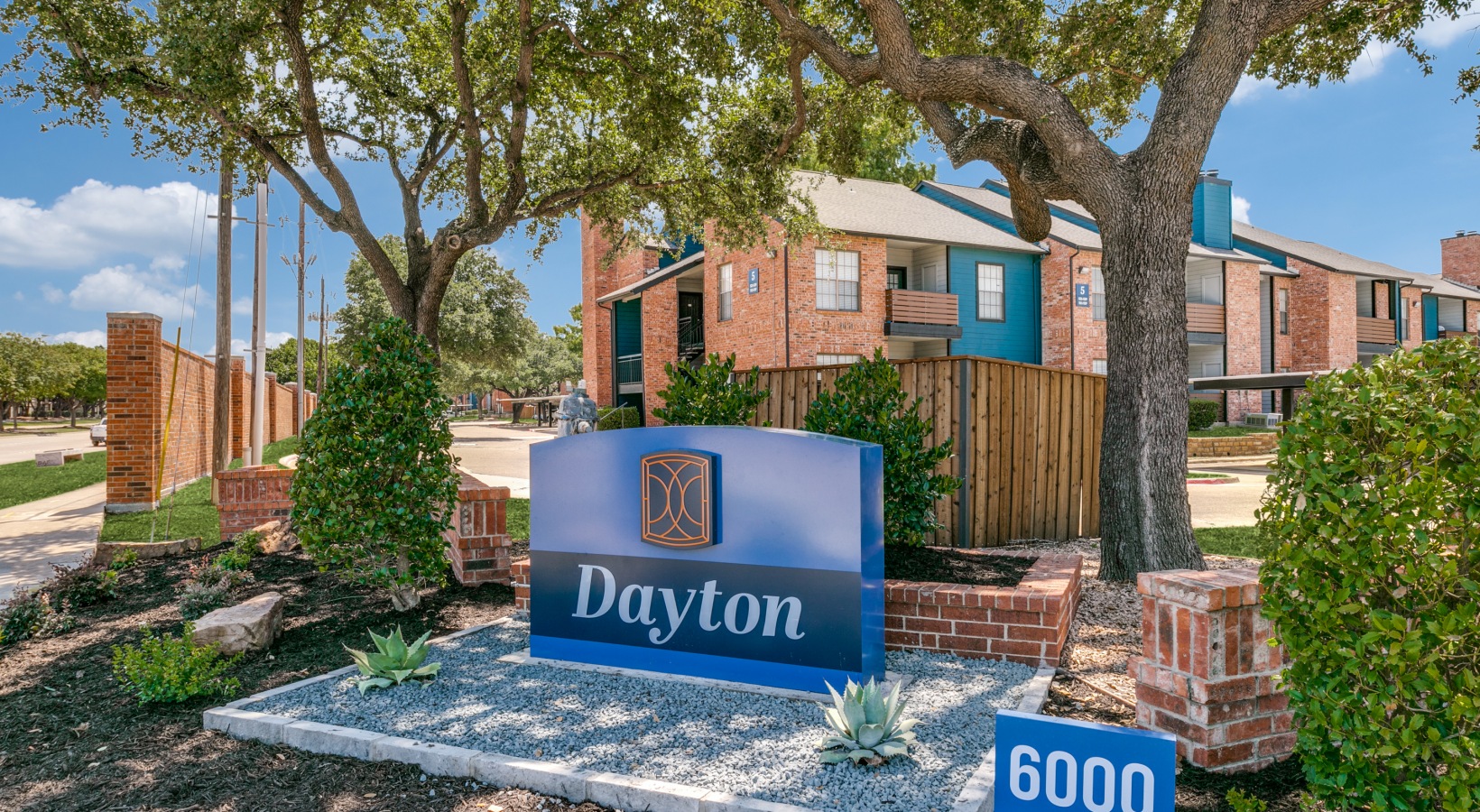 the sign for dayton apartments in dallas, texas at The  Dayton